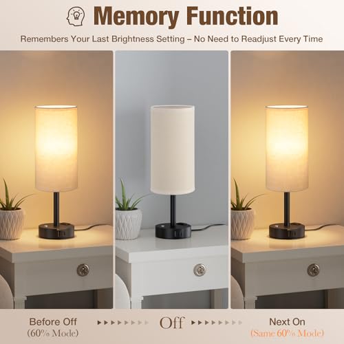 Beige Touch Bedside Lamp for Bedroom