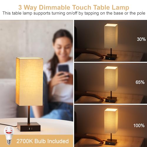 Touch Bedside Table Lamp for Bedroom (2 Count)
