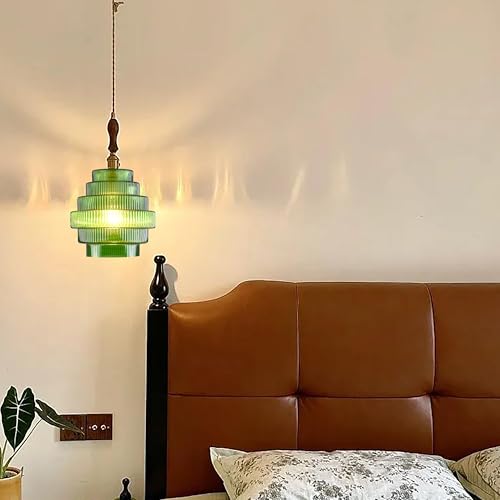 Green Stripes Glass Lamp Shades Set of 2 (2 Count)