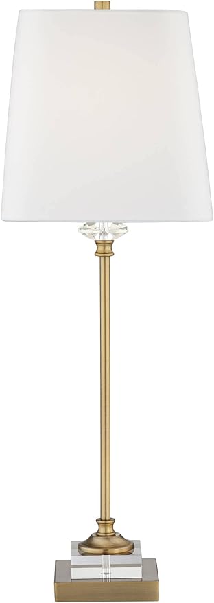Regency Hill Julia 29 1/2" Tall Skinny Buffet Traditional Glam End Table Lamps Set of 2 Gold Clear Crystal Metal Living Room Bedroom Bedside Nightstand House Office Home Reading White Shade