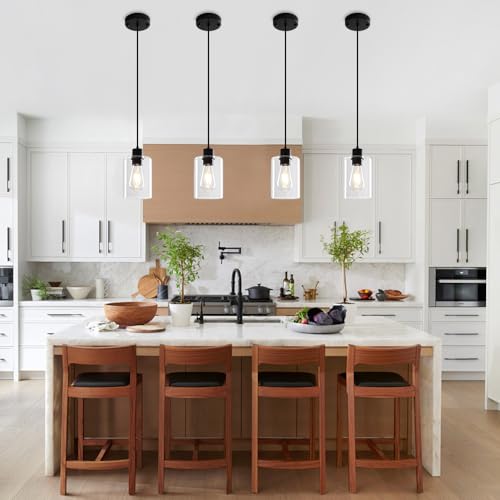 3 Pack Glass Pendant Lights Kitchen Island Black Hanging Light Fixtures