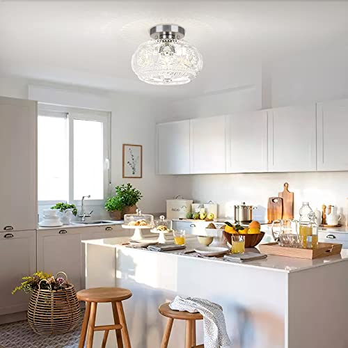 Globe Glass Semi Flush Mount Ceiling Light Fixture