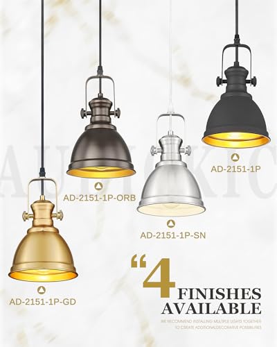 2 Pack Brushed Gold Pendant Lights for Kitchen Island (2 Count)