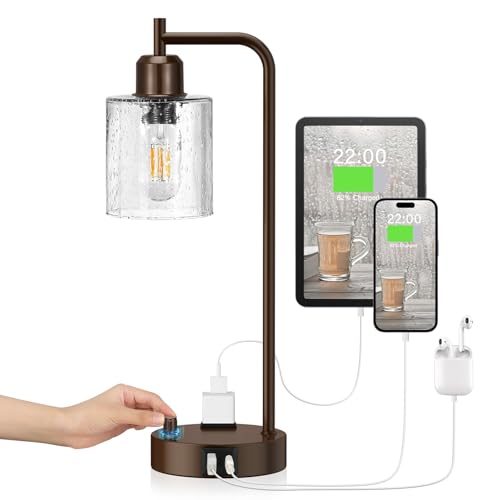 Brown Industrial Bedside Table Lamp for Bedroom