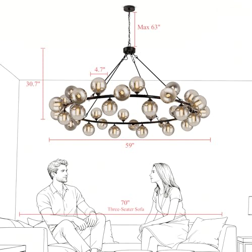 Large Chandeliers for Dining room Round 60'' Oversized Living Room Lighting