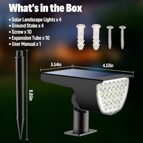 Solar Lights Outdoor Waterproof IP65 (4 Count)