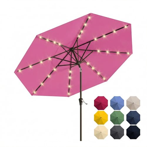 10FT Solar Patio Umbrella with Lights