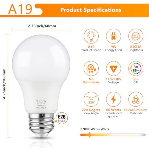 A19 LED Light Bulbs (4 Count)