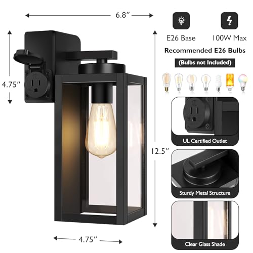 Porch Lights with Outlet (2 Count)