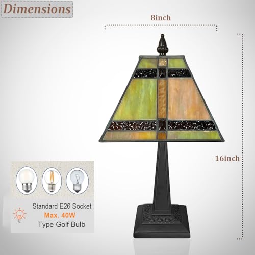 Tiffany Lamp Mission Style Stained Glass Table Lamp Small Desk Light