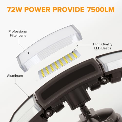 72W 7500LM LED Security Lights Motion Sensor Light Outdoor