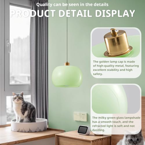 Adjustable Pendant Lamp Green Glass Ceiling Light Fixtures 3