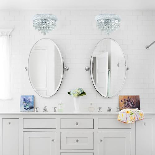 2 Lights Crystal Icicle Prisms Drops Wall Sconce Light for Living Room Dining Room Bathroom Vanity Mirrors Hallway Bedroom Closet Stairway