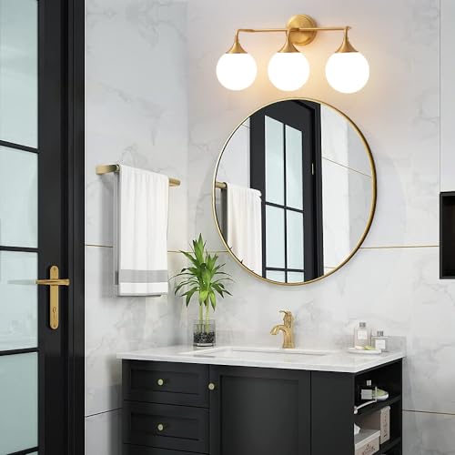 Brushed Gold Bathroom Light Fixtures Over Mirror Vanity 3