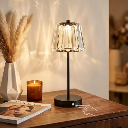 13" Small Crystal Cordless Table Lamp