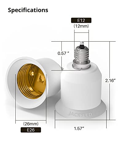 2 Pack E12 to E26 Adapter (2 Count)