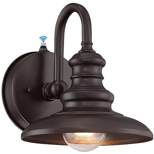 Dusk to Dawn Sensor Outdoor Gooseneck Barn Light Fixture Brown