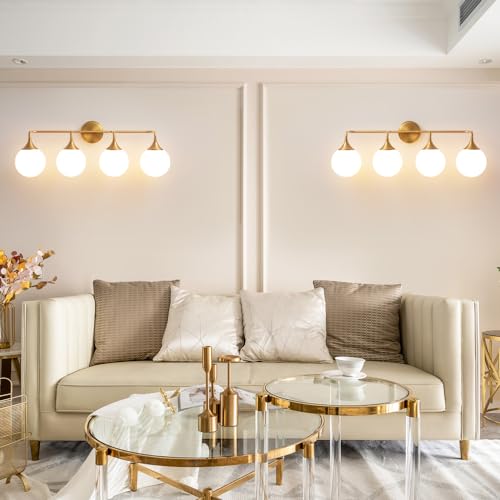 Brushed Gold Bathroom Light Fixtures Over Mirror Vanity 4