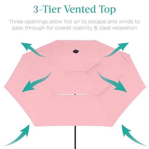 10ft 3 Tier Solar Patio Umbrella