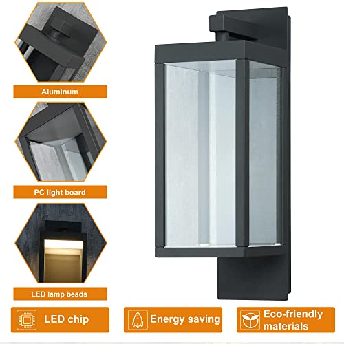 2 Pack Outdoor Wall Light Fixtures Black Modern Exterior Porch Light for House