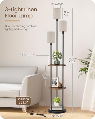 70.9" Floor Lamp with Shelves (3 Count)