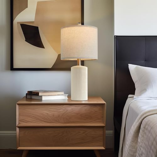 20.25" Small Single Table Lamp for Bedroom Modern Ceramic Nightstand Lamp