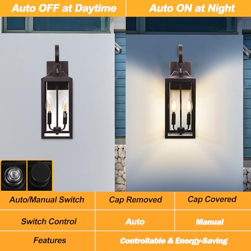 19" Dusk to Dawn Bronze Outdoor Light Fixture (2 Count)