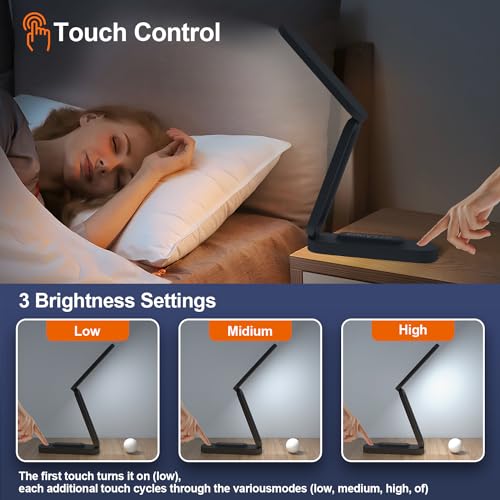 LED Desk Lamp for Office Home & Battery Operated Lamp Rechargeable Lamp Foldable & Portable Light (2 Count)