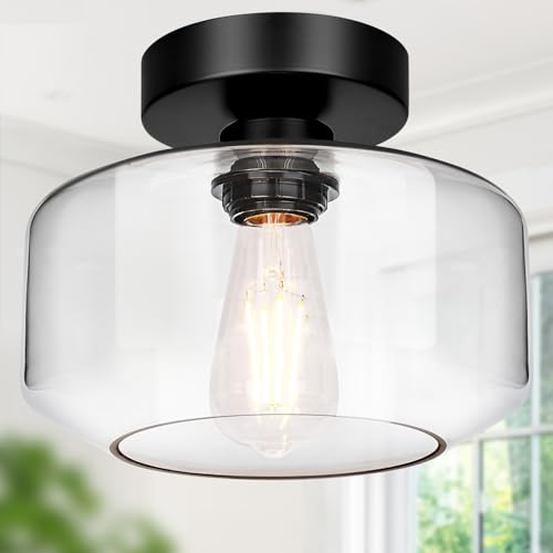 Industrial Semi Flush Mount Ceiling Light Black