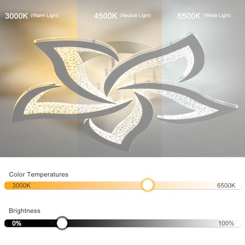 23" Modern Dimmable Flower LED Ceiling Light with Remote