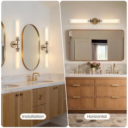 30" 2 Lights Hardwired Frosted Glass Bathroom Wall Sconces