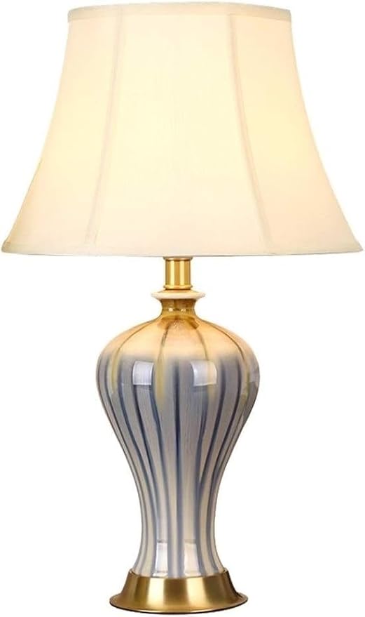 Bedside Light Chinese Ceramic Table Lamp Home Living Room Study Warm Bedroom Hotel for Dresser(Dimmer Switch)
