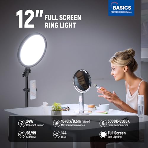 Basics 12" 24W Large Ring Light w 68" Stand