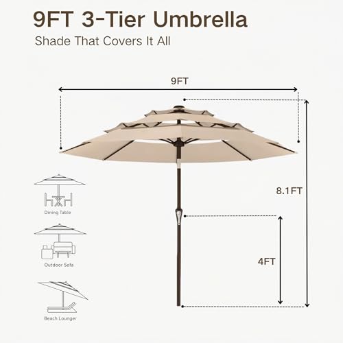 9ft 3 Tier Patio Umbrella