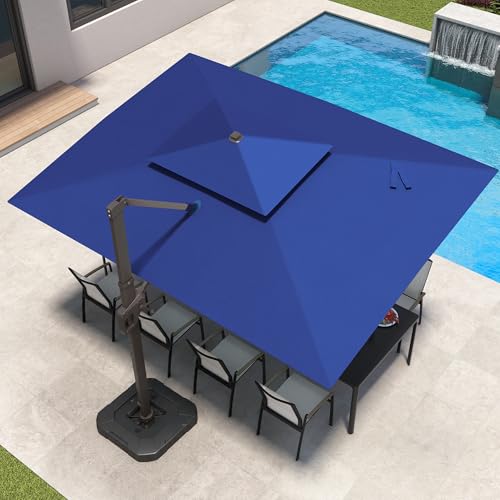 9x12 FT Patio Cantilever Outdoor Offset Umbrella with LED Lights
