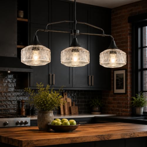 DSMJFU 3 Light Kitchen Island Light Black Dining Room Light Over Table