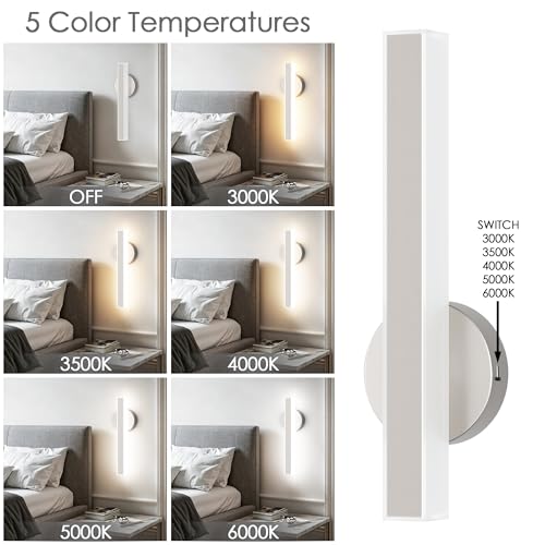 Brushed Nickel Wall Sconce Hardwired Modern LED 18W Wall Sconce Set of Two (2 Count)