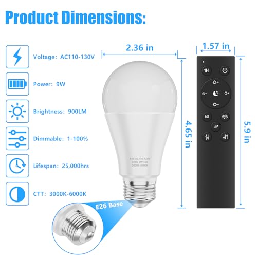 A19 LED Light Bulbs with Remote Control
