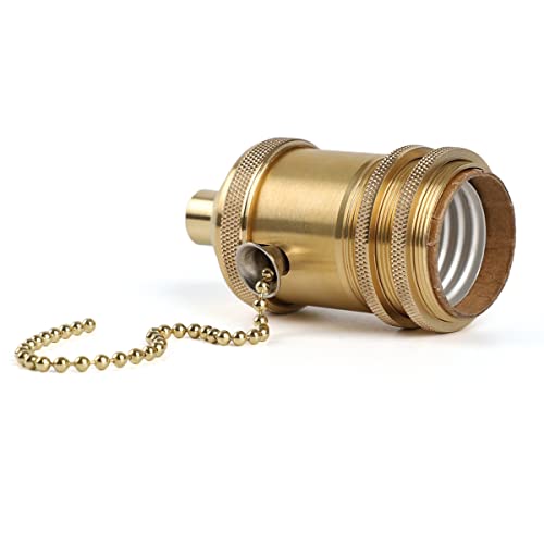Brass Screw Thread DIY Light Socket Vintage Copper Edison Retro Pendant Lamp Holder for E26 E27 Light Bulbs