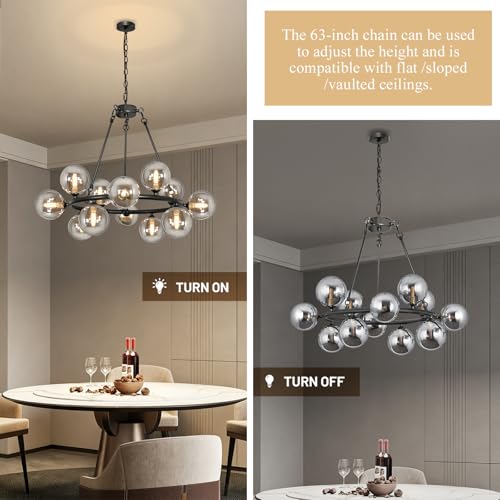 Wagon Wheel Chandelier Modern Sputnik Globe Dining Room Light Fixture 32''