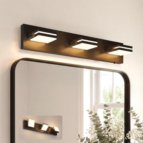 3 Light Bathroom Vanity Light (Black-5CCT / 24-Inch)