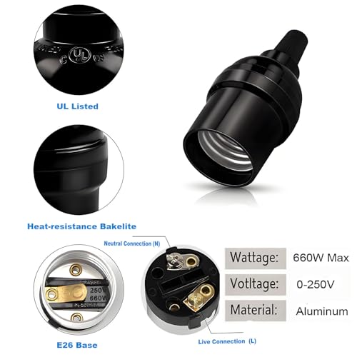 Keyless Medium Base Vintage Socket (3 Count)