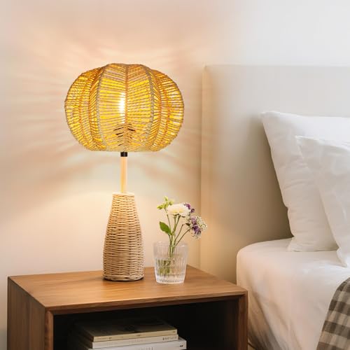 Hanging Light Rattan Lamp Shade Boho Lampshades for Rattan Pendant Lights Ceiling Light Table Lamps Floor Hanging Lights Plug in Pendant Light Wall Sconce