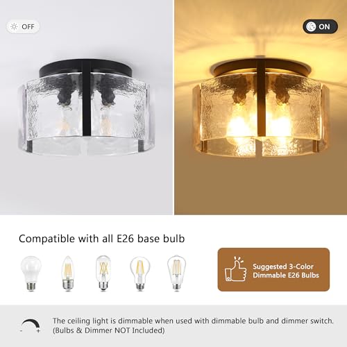 3 Light Black Drum Ceiling Light