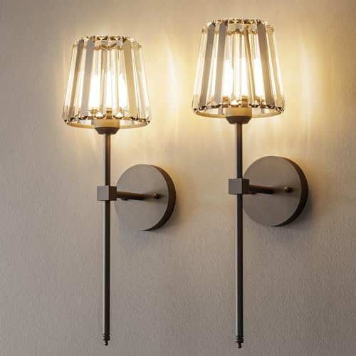Crystal Battery Operated Wall Sconces Set of 2 (2 Count)