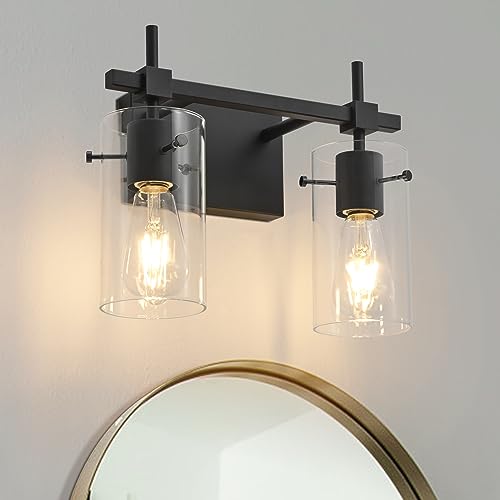 Vintage 2 Lights Bathroom Light Fixtures Wall Sconces Black Vanity Lights for Bathroom Vanity Lighting Fixtures Wall Light Fixtures Bathroom Vanity Lights BK
