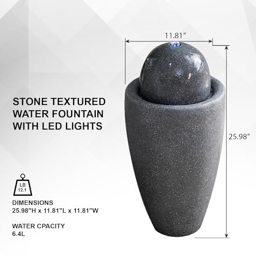 26" Modern Sphere Water Fountain with LED Light