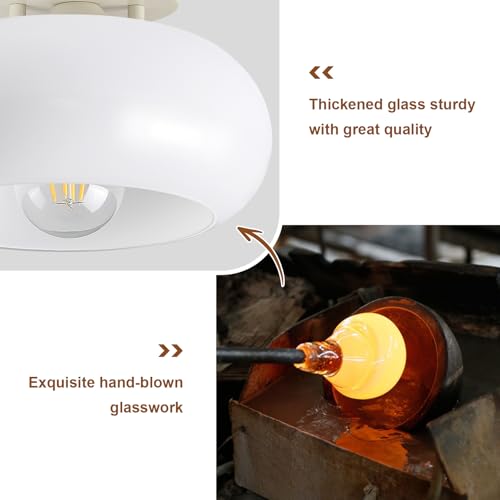 Mid Century Modern Cream White Semi Flush Ceiling Light 8.66 Inch