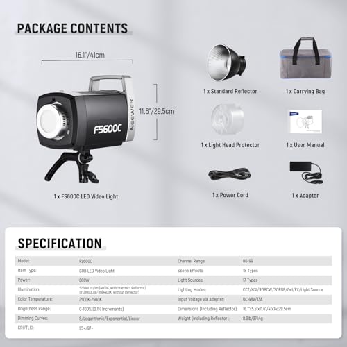 Pro 600W RGB LED Video Light APP