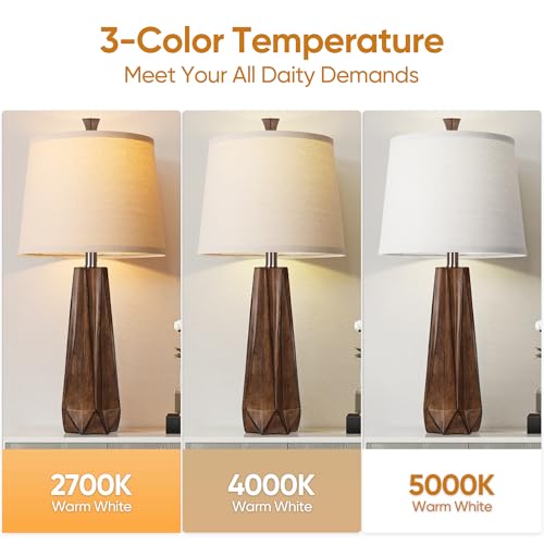 27" Wood Grain Resin Table Lamp Set of 2 (2 Count)